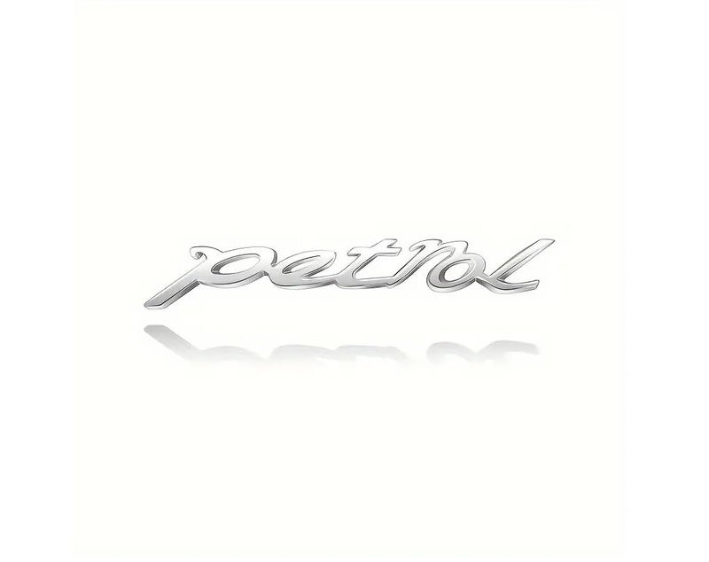 AutoBizarre 3D Raised Petrol Metal Monogram Emblem Badge Sticker for All Cars & Bikes (Silver) - Image 1