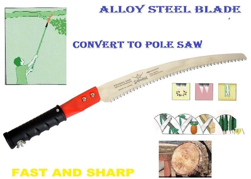 SAMURAI Heavy Duty Curved Smooth Garden Hand Pole Pruning Saw PC 330 LH With Pipe Handle Without Pole Designed for Hand Use Perfect for Trimming Trees Pruning Tree Branch Dried and Green - Image 3