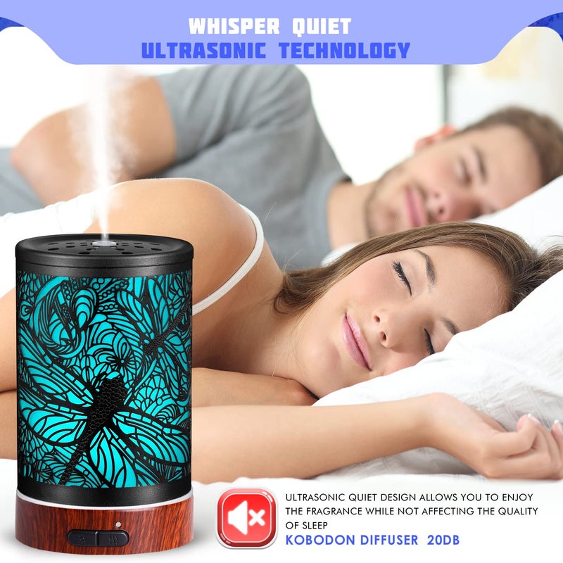 kobodon Essential Oils Diffuser,Christmas Aromatherapy Diffuser,Birthday Gifts for Women Mom Grandma,Metal Cool Mist Humidifier with 7 Colors Lights Waterless Auto Off Air Diffusers (Dragonfly) - Image 3