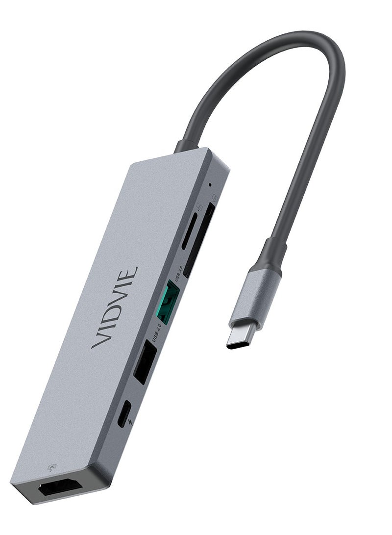 Vidvie HUB03  6-IN-1 HUB Docking Station USB3.0 + USB2.0 + Type-C + 4K HDMI(30hz) + SD/TF Slot - Image 1