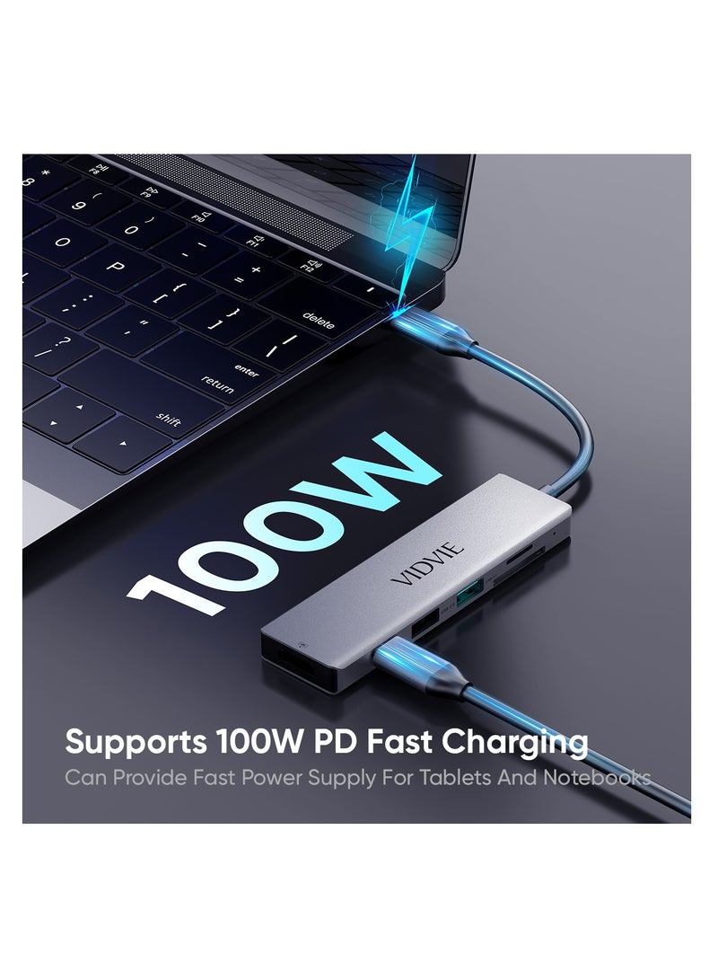 Vidvie HUB03  6-IN-1 HUB Docking Station USB3.0 + USB2.0 + Type-C + 4K HDMI(30hz) + SD/TF Slot - Image 4