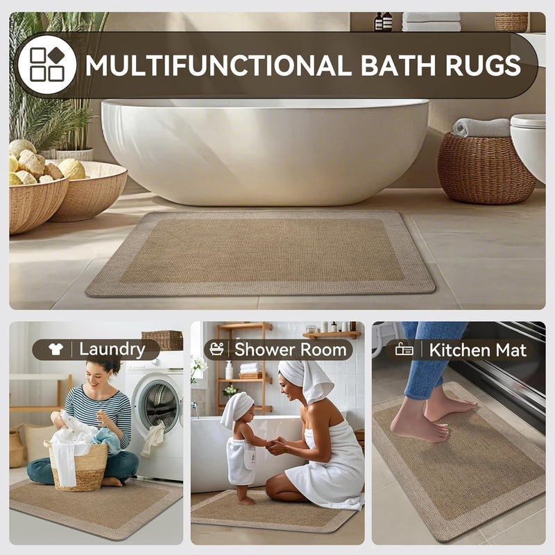 ordinarYone 2PCS Soft Absorbent Bathroom Mat Diatomite Bath Mat NonSlip Fast Dry Bathing Floor Mats for Safe Bathing Shower - Image 2
