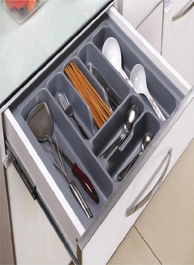VOLO Plastic Cutlery Tray For Kitchen Drawer/Cutlery Storage Organizer Tray For Modular Kitchen Drawer, Size:600Mm (Color: Grey) - Image 5