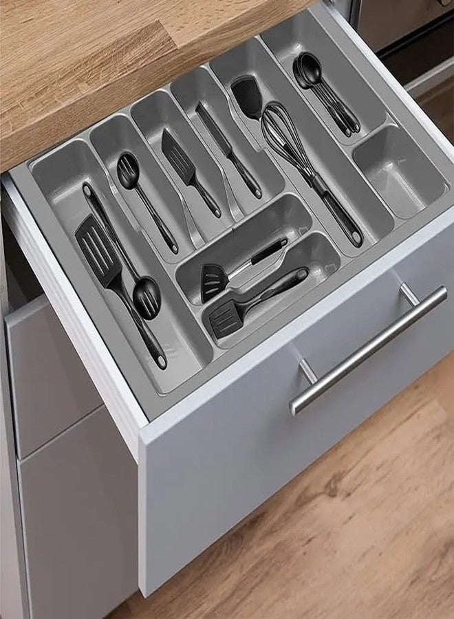 VOLO Plastic Cutlery Tray For Kitchen Drawer/Cutlery Storage Organizer Tray For Modular Kitchen Drawer, Size:600Mm (Color: Grey) - Image 1