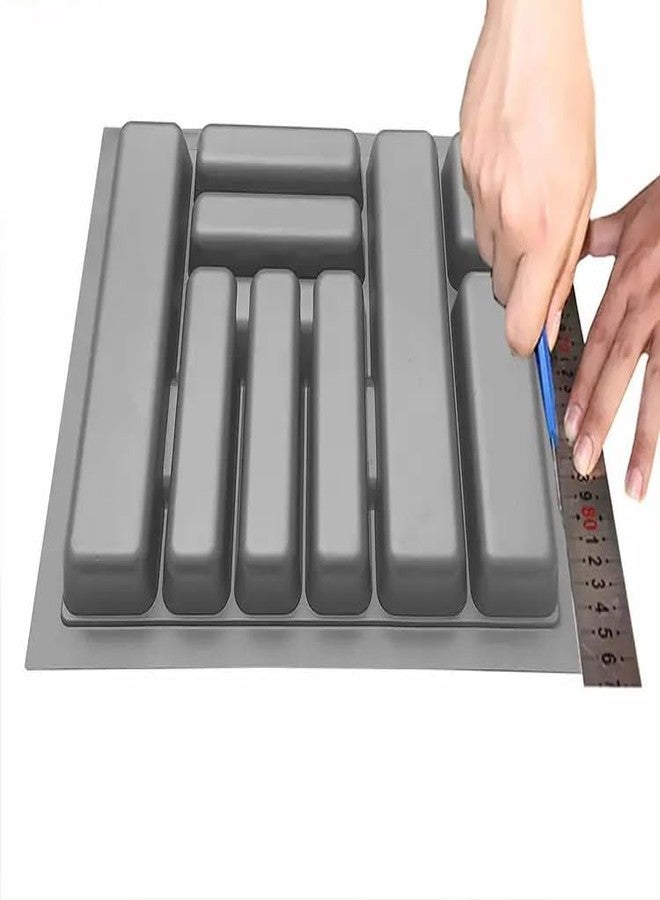 VOLO Plastic Cutlery Tray For Kitchen Drawer/Cutlery Storage Organizer Tray For Modular Kitchen Drawer, Size:600Mm (Color: Grey) - Image 2