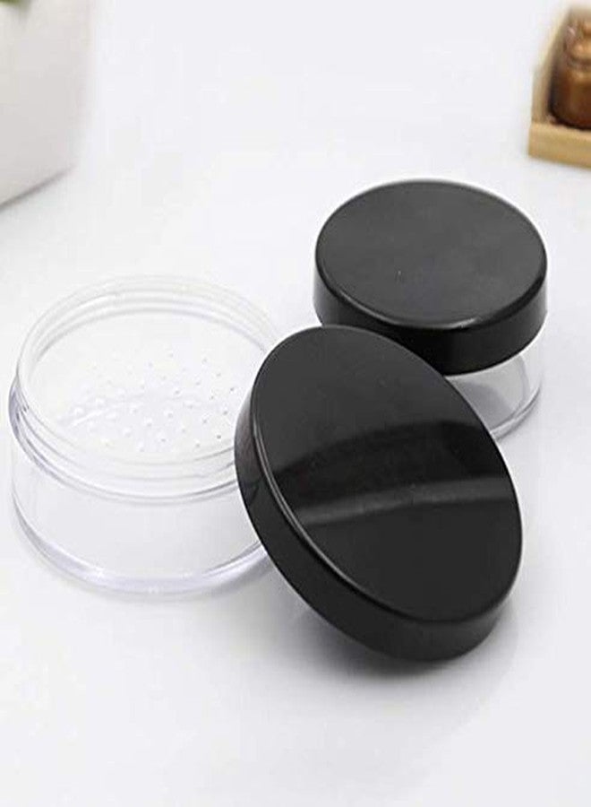 DNHCLL 2PCS 50ML Plastic Empty Clear Make-up Loose Powder Container Case, Soft Sponge Powder Puff Case Black Lid and Sifter Foundation Box - Image 3
