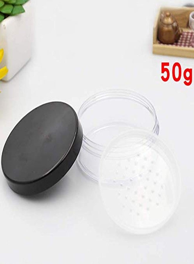 DNHCLL 2PCS 50ML Plastic Empty Clear Make-up Loose Powder Container Case, Soft Sponge Powder Puff Case Black Lid and Sifter Foundation Box - Image 4