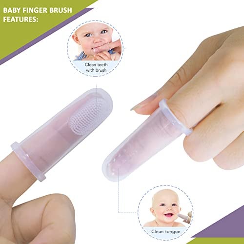 Safe-O-Kid®- Extra Safe, Oral hygiene, Transparent Silicone Finger Brush Tongue Cleaner for Baby Teething/Gums with Attractive Case - Image 3