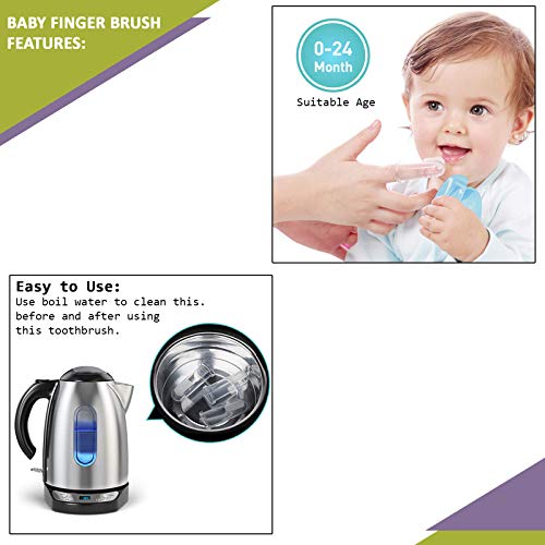 Safe-O-Kid®- Extra Safe, Oral hygiene, Transparent Silicone Finger Brush Tongue Cleaner for Baby Teething/Gums with Attractive Case - Image 4