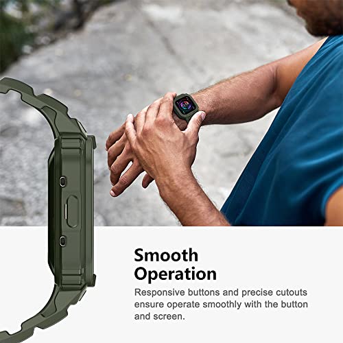 amBand Compatible for Fitbit Versa 4/3/2/ Fitbit Versa Lite/Fitbit Sense 2/ Fitbit Sense Bands with Case, Protective Smartwatch Case Strap Rugged Sport Protector Wristbands Men Green - Image 4