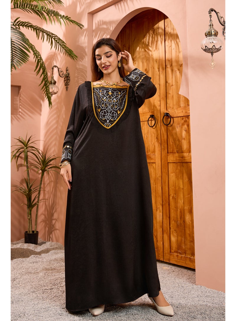 تطريز مسلم ماكسي عباية دبي أزياء قفطان بأكمام طويلة فساتين عربية للنساء 2026 - Image 1
