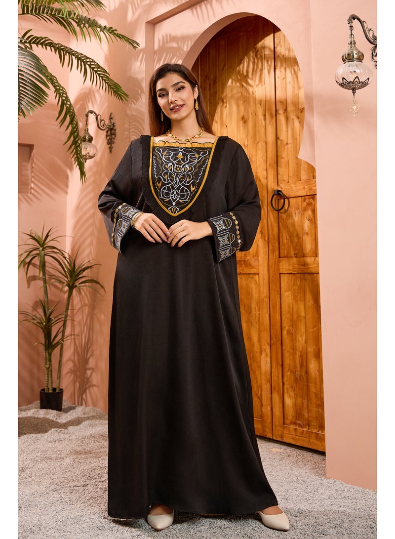 تطريز مسلم ماكسي عباية دبي أزياء قفطان بأكمام طويلة فساتين عربية للنساء 2026 - Image 2