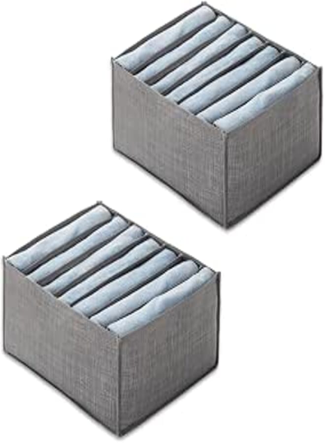 MosQuick® 2pcs Cloth organizer for storage 7 Grids Foldable wardrobe organizer for storage storage bags for clothes large organisers storage box for clothes baby clothes organizer saree organizer.