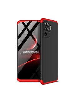 HuHa Case Cover For OPPO A94 / F19 Pro / Reno5 F / Reno5 Lite GKK Three Stage Splicing Full Coverage PC Protective Case Black Red 