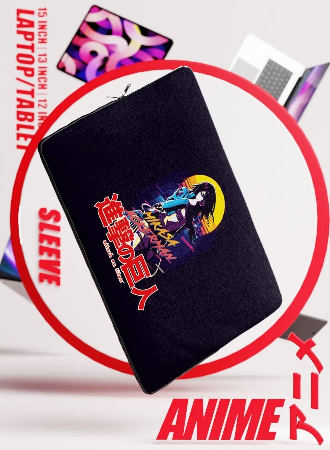 LIT Attack on Titan Laptop Sleeve Attack on Titan Tablet Sleeve Mikasa Ackerman Sleeve Hope Poster Style 80s Retro Design Manga Comic Style - Image 1