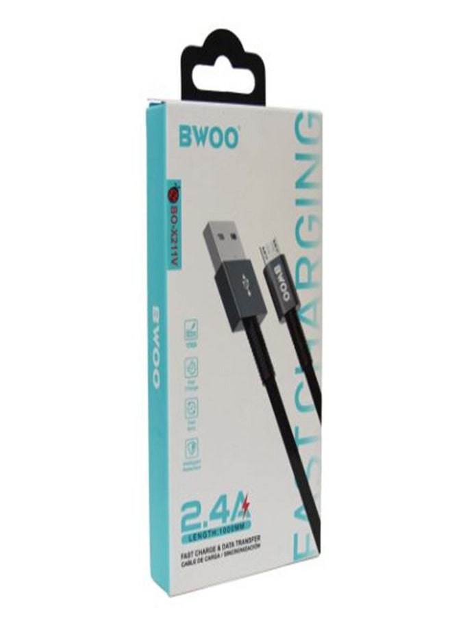 بوو Bwoo USB Micro Cable, 1 Meter, Black - BO-X211V  - Image 2