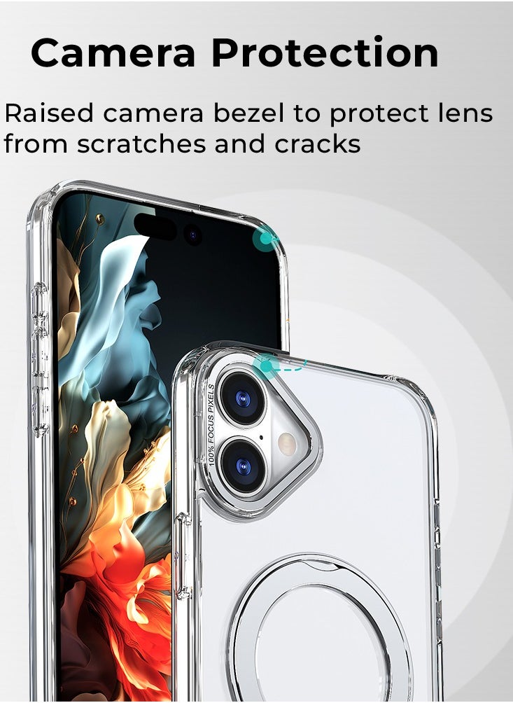 glassology - iPhone 16 360° Rotate Ring Stand MagSafe Case Shockproof Wireless Charging Compatible Adjustable Kickstand (Clear) - Image 1