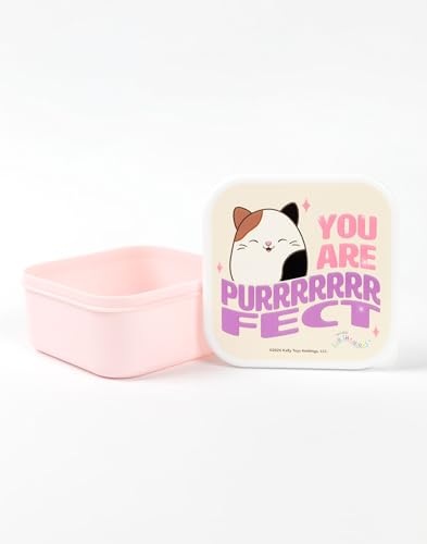 Squishmallows Girls Lunch Bag Set | Kids 3 Piece Bundle with Fluffy Dinner Bag, Water Bottle & Snack Pot | Childrens Plush Cam the Cat Zip Bag with 3D Ears in Pink & Purple | Back to School Gifts - Image 4