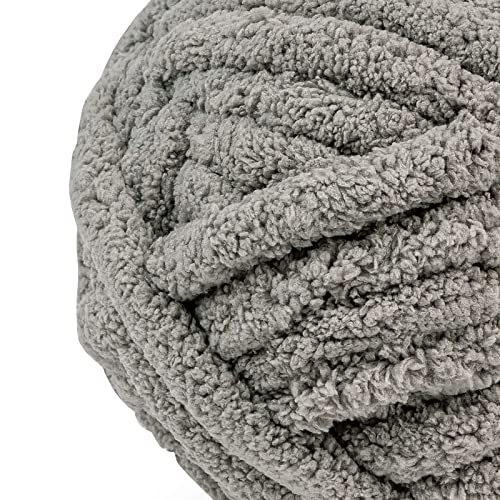 Crafted By Catherine Chunky Chenille Yarn - 2 Pack (41 Yards Each Skein), Grey, Gauge 7 Jumbo - Image 2