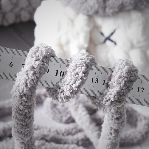 Crafted By Catherine Chunky Chenille Yarn - 2 Pack (41 Yards Each Skein), Grey, Gauge 7 Jumbo - Image 3