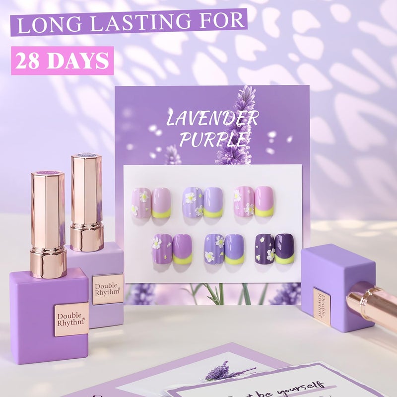 Double Rhythm 6 Pcs 15 ML Gel Polish Set Same Color Same Bottle Soak Off Gel Polish Kit Nail Art Manicure Salon DIY at Home for Women (Light Dark Purple Violet Rose Pink-T6-16) - Image 5