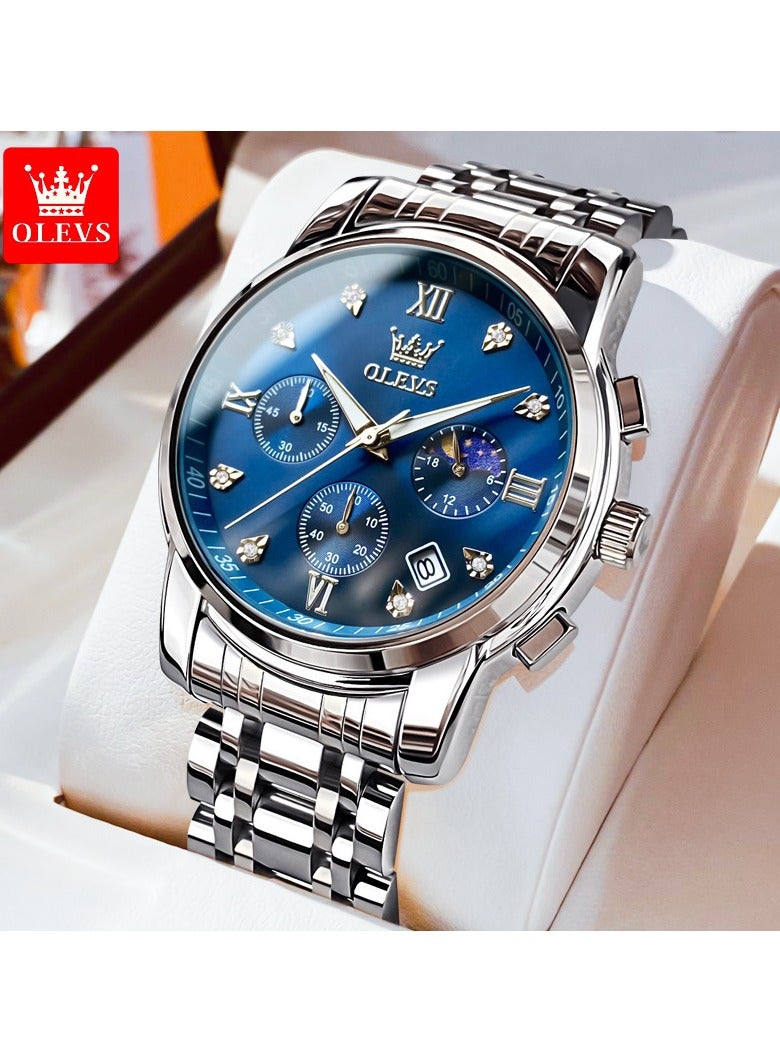 OLEVS Watches For Men Stainless Steel Quartz Water Resistant Watch 2858 - Image 1