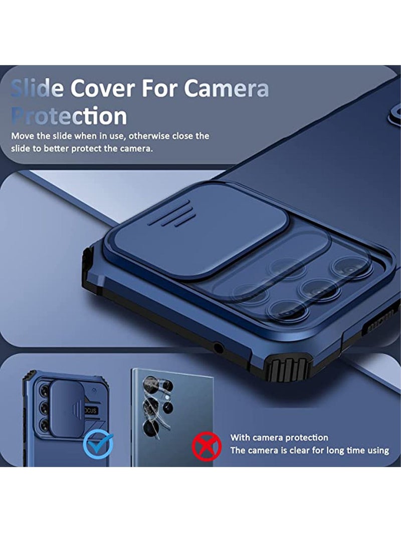 Samsung Galaxy S23 Ultra Case Cover Accessories with Slide Camera Cover,Shockproof Phone Case with Kickstand Protective Cover for Samsung S23 Ultra 5G