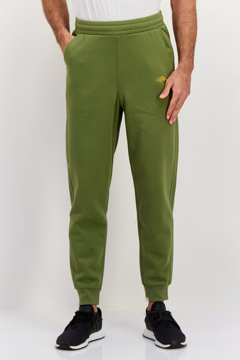 ESPRIT سروال رياضي عادي للرجال بشعار العلامة التجارية، أخضر - Image 1