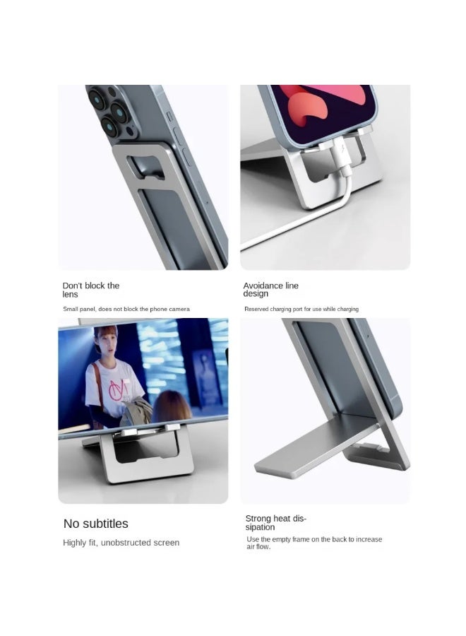 Bamboo Mobile phone holder, card-style phone and tablet stand, portable, non-slip, adjustable desktop iPhone stand, foldable aluminum alloy stand, universal phone holder - Image 4