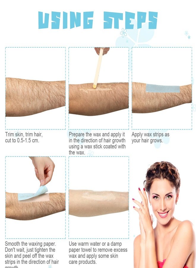 Blulu 400 Wax Strips Non Woven for All Skin Types Facial and Body Hair Removal Wax Paper Strips Epilating for Leg, Chest, Back, Intimate Area And Face 10 x 3.8 cm(Blue) - Image 3