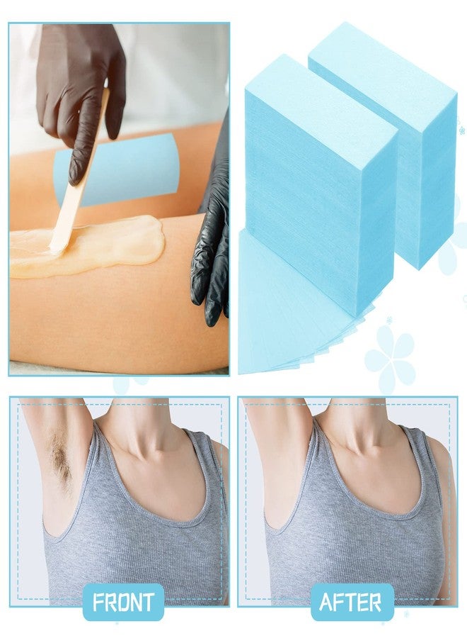 Blulu 400 Wax Strips Non Woven for All Skin Types Facial and Body Hair Removal Wax Paper Strips Epilating for Leg, Chest, Back, Intimate Area And Face 10 x 3.8 cm(Blue) - Image 4