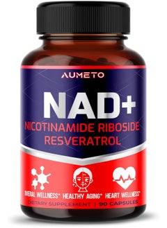 AUMETO NAD+ with Nicotinamide Riboside Resveratrol 90 Capsules  - Image 1