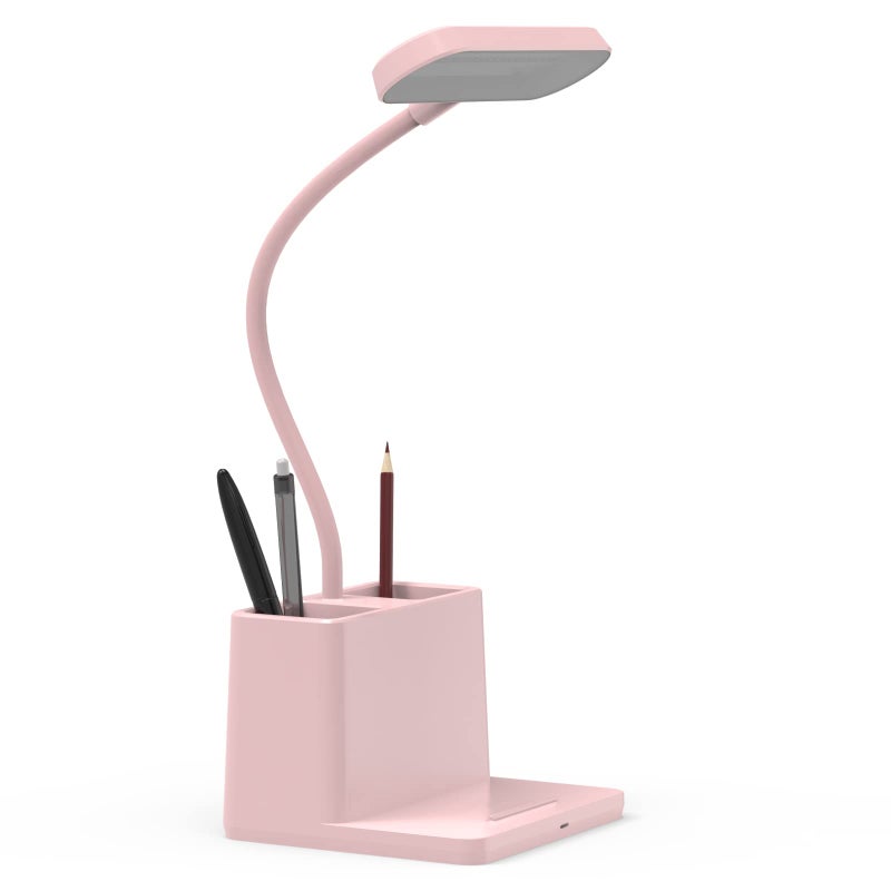 AXX Cute Desk Lamp Pink Table Light for Women Teen Girls Adjustable LED Small Rechargeable Battery Operated Touch Control Gooseneck Home Office Accessories College Dorm Essentials