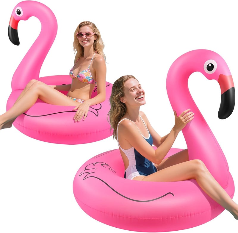 Sinbyuer Flamingo Inflatable Pool Floats, Pool Tubes Swim Ring Pink Pool Float, 42'' Large Pool Float, Pool Inner Tube Beach Floats for Adults, Blow Up Floaties Water Floaties Pool Raft Lounger Lake - Image 1