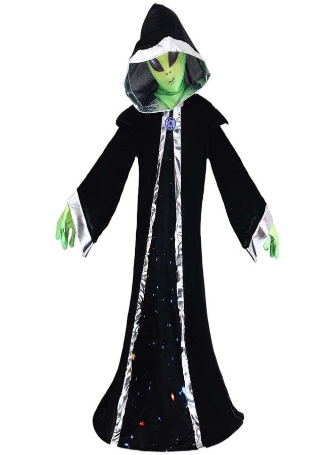 STIOEDYUAN Kids Alien Costume Children Hooded Cloak Gloves Green Mask Balaclava Cosplay Christmas Halloween Costume for Boy Girl (Black, Large) - Image 3
