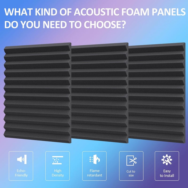 Burdurry 50 Pack Acoustic Panels Soundproof Studio Foam for Walls Sound Absorbing Panels Sound Insulation Wedge for Studio, 1" X 12" X 12" (Black) - Image 3