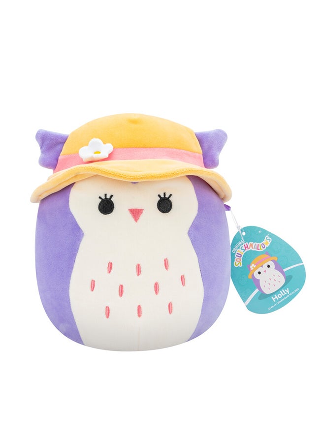 Squishmallows Little Plush 7.5 inch Holly Purple Owl with Sun Hat Officially Licensed Kellytoy Plush Toy Colorful Soft Gift for Kids Girls & Boys Washable Squishy Stuff Toy Multicolor All Age  - Image 1