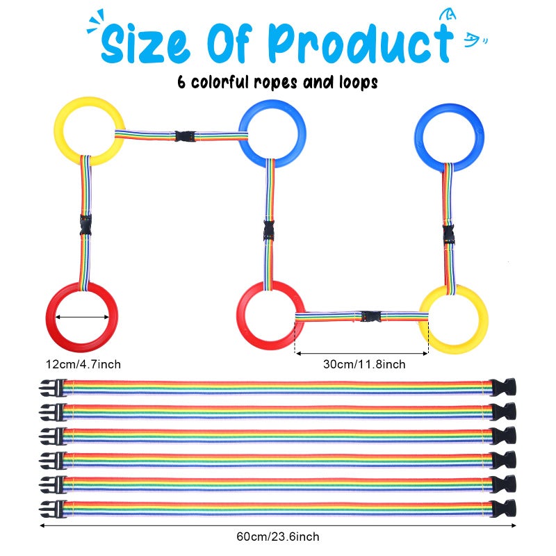 Shappy حبل شابي 6 قطع للمشي لرياض الأطفال مع مقبضات حبل رياض الأطفال للمشي في صف ملون في الهواء الطلق حبل أمان لدار الحضانة للأطفال الصغار والمدارس والمعلمين ورياض الأطفال (أحمر أصفر أزرق) - Image 3