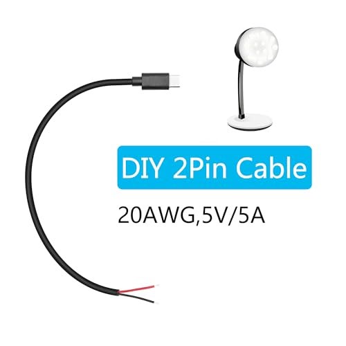 Maixbomr USB C to 2 Pin Bare Wire Open End Power Cable 11inch, 5V/5A USB Type C Male Plug 2 Pin Pigtail Cable 20AWG, for USB Type C Equipment Installed or Replacement Repair DIY Cable - 4Pcs - Image 5