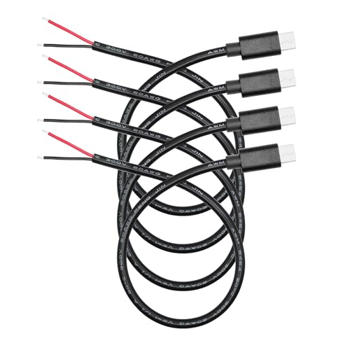 Maixbomr USB C to 2 Pin Bare Wire Open End Power Cable 11inch, 5V/5A USB Type C Male Plug 2 Pin Pigtail Cable 20AWG, for USB Type C Equipment Installed or Replacement Repair DIY Cable - 4Pcs - Image 1