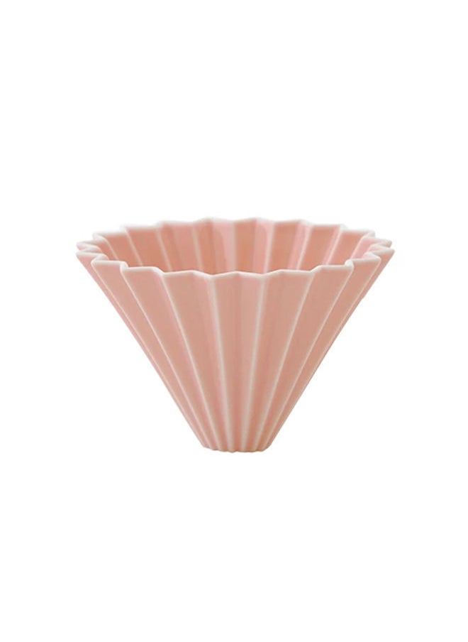 Origami - Ceramic Dripper M with Plastic Holder - Pour Over Coffee Maker - Compatible with VCF-02 and Wave 185 filters - Color Pink - Image 1