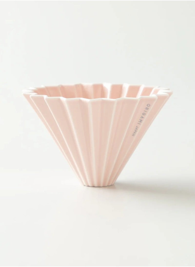 Origami - Ceramic Dripper M with Plastic Holder - Pour Over Coffee Maker - Compatible with VCF-02 and Wave 185 filters - Color Pink - Image 1