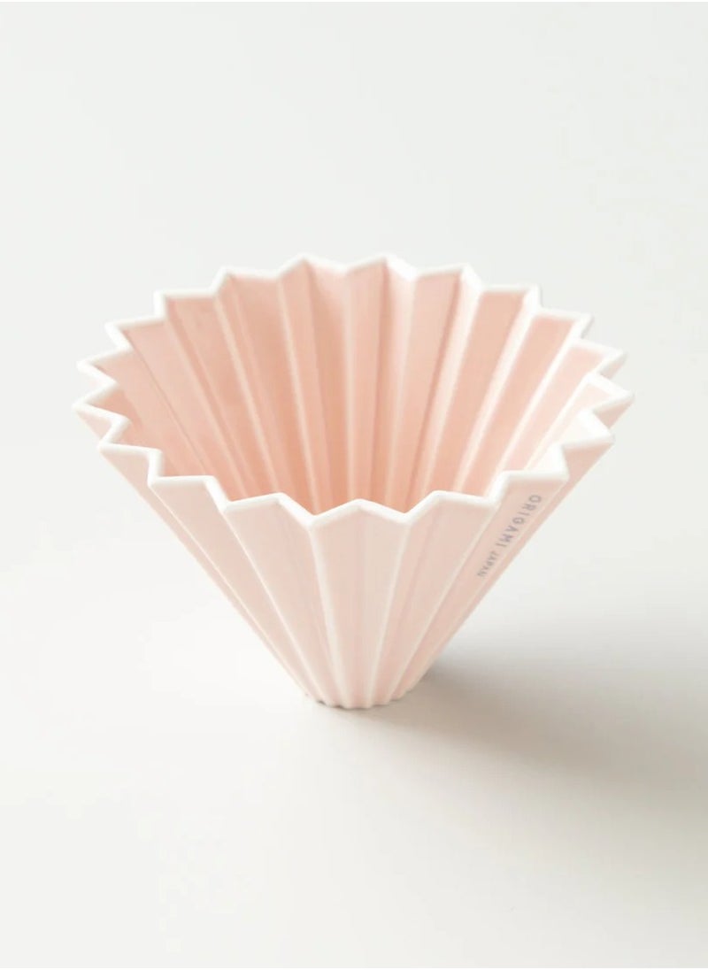 Origami - Ceramic Dripper M with Plastic Holder - Pour Over Coffee Maker - Compatible with VCF-02 and Wave 185 filters - Color Pink - Image 1