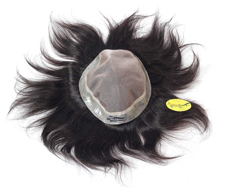 Ritzkart PU AUSTRALIAN MONO BASE 100 HUMAN HAIR PATCH MEN TOUPEE NATURAL BASELINE CLARITY SPL HAIR PATCH 9x6 - Image 1