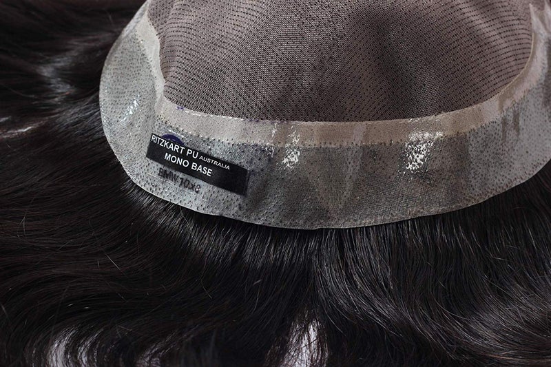 Ritzkart PU AUSTRALIAN MONO BASE 100 HUMAN HAIR PATCH MEN TOUPEE NATURAL BASELINE CLARITY SPL HAIR PATCH 9x6 - Image 4