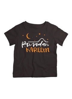 Brain Giggles Brain Giggles Ramadan Kareem tshirt Unisex Round Neck Tshirts for Kids Boys Girls, Black,Eid Gift for kids  - Image 1