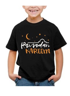 Brain Giggles Brain Giggles Ramadan Kareem tshirt Unisex Round Neck Tshirts for Kids Boys Girls, Black,Eid Gift for kids  - Image 2