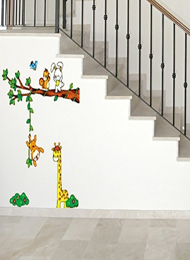 Asmi Collections Wall Stickers Tree Branch Giraffe Monkey Rabbit for Kids Room XY1019 - Image 3
