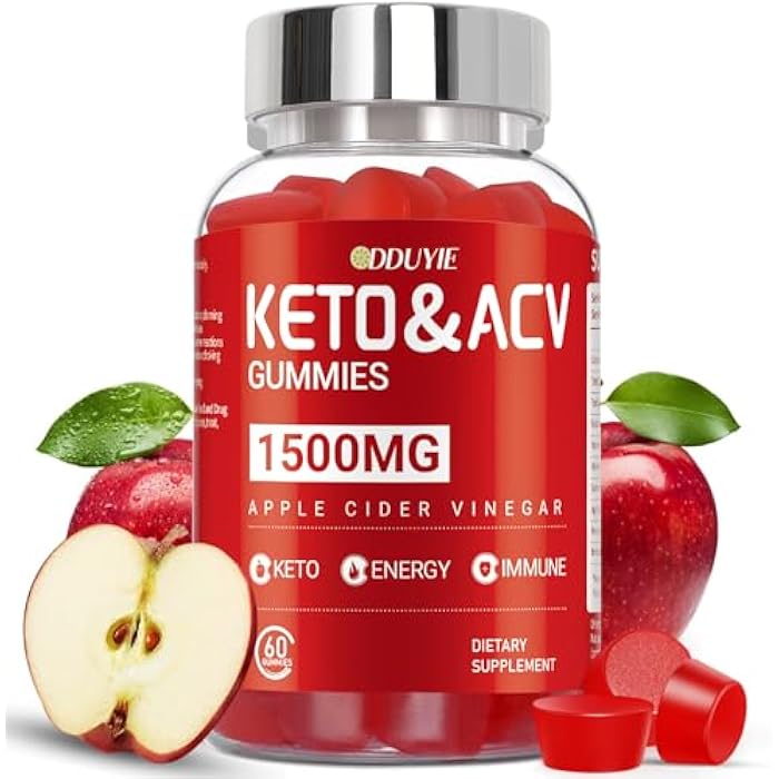 DDUYIE ج gummies كيتو ACV اللامعة - 1500 ملغ من ج gummies خل التفاح مع الرمان والبنجر وفيتامين B12 B6 - للرجال والنساء - خالي من الكائنات المعدلة وراثيًا ونباتي - 60 حبة - Image 1