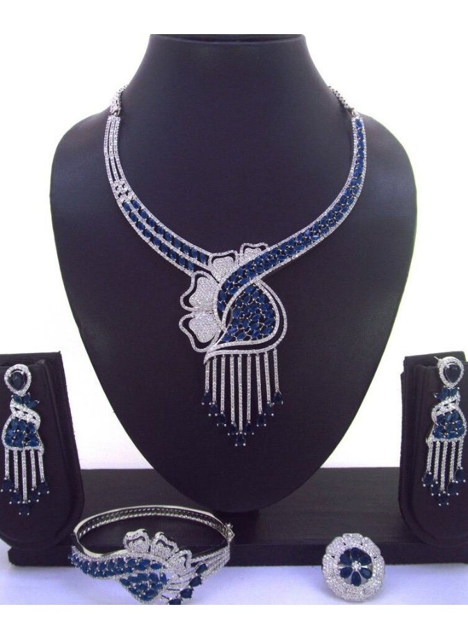 Majestic Breathtaking Blue Gala Masterpiece Zircon Necklace Set